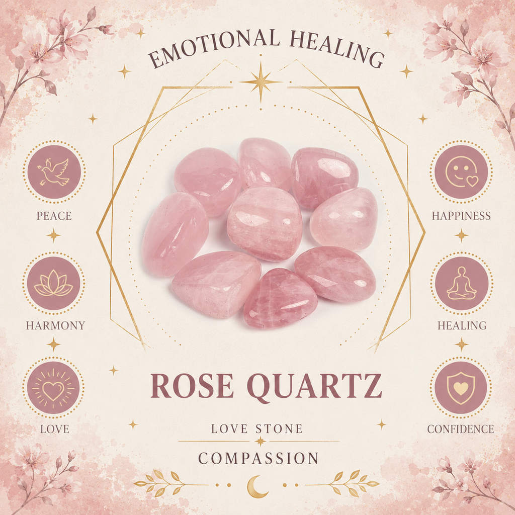 Rose Quartz Heart Shape Worry Stone (Thumb Stone)