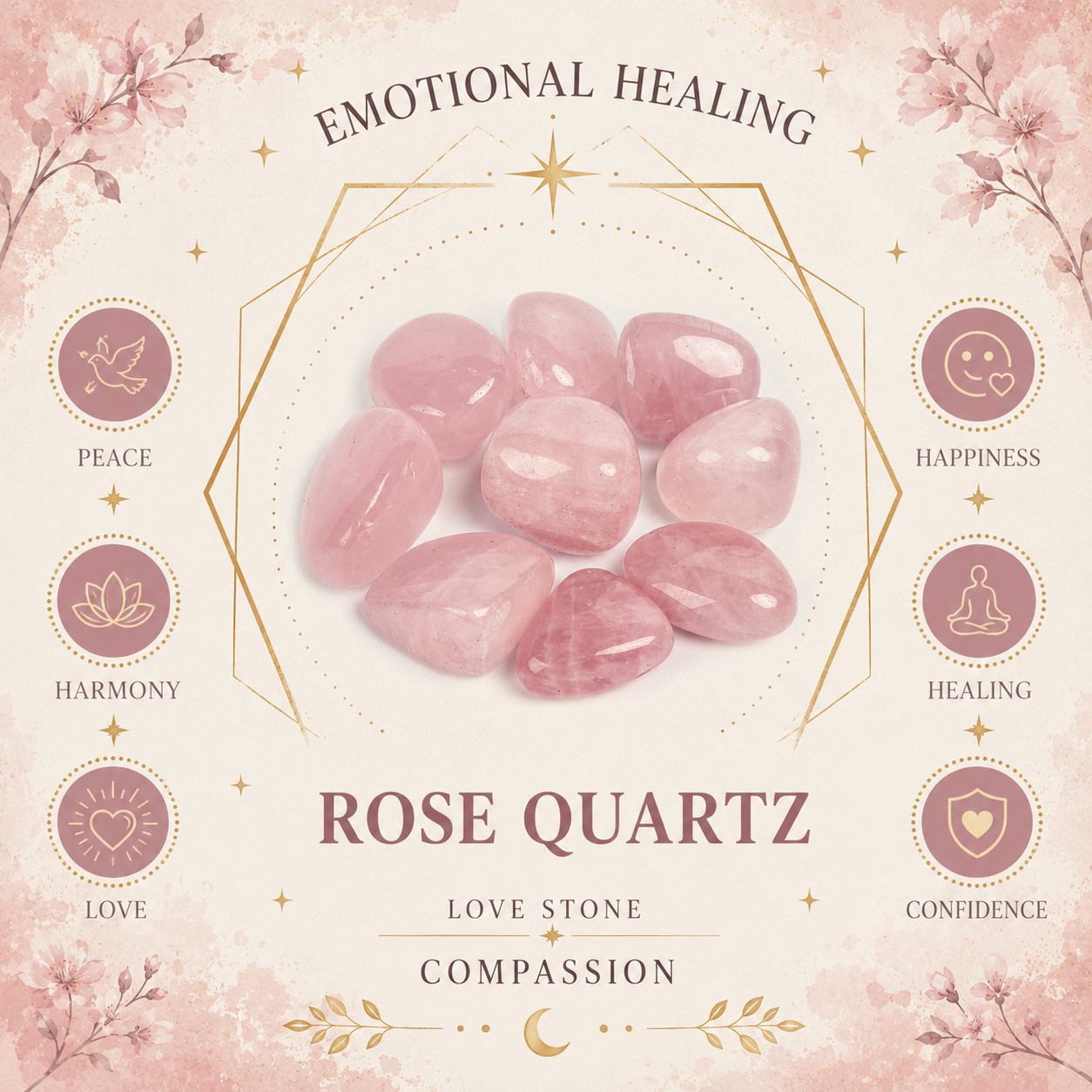 3cm Gemstone Heart - Rose Quartz
