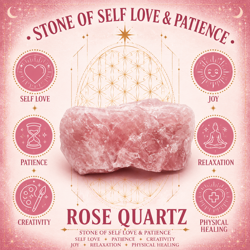 3cm Rose Quartz Heart with Affirmation - Health