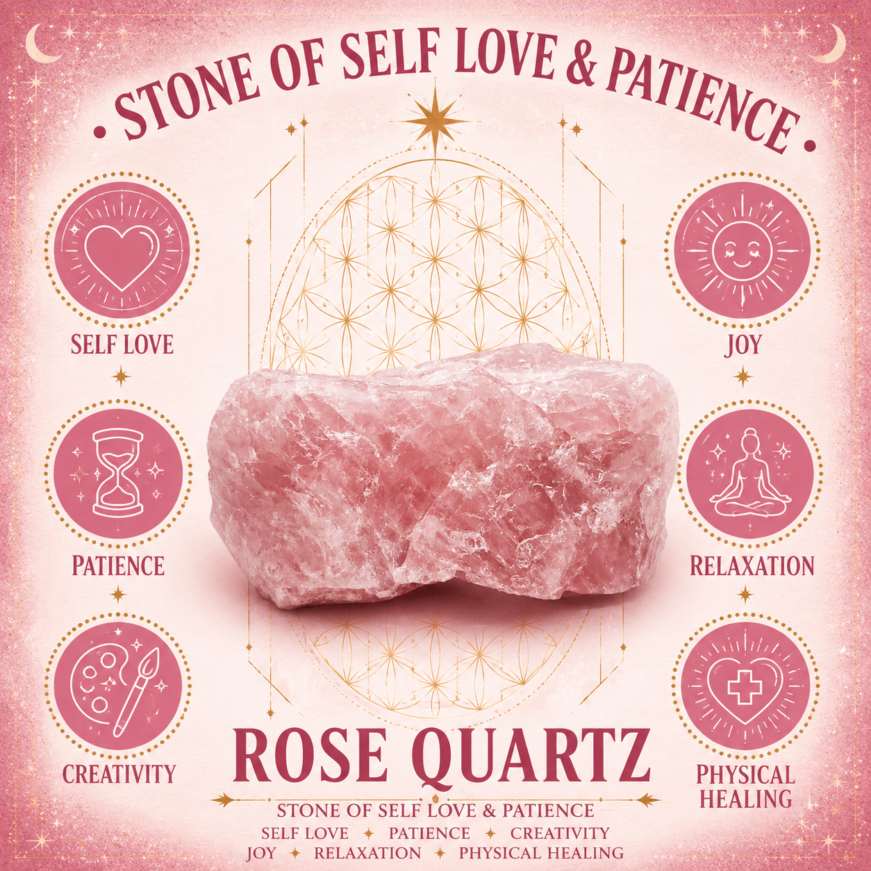 3cm Rose Quartz Heart with Affirmation - Kindness