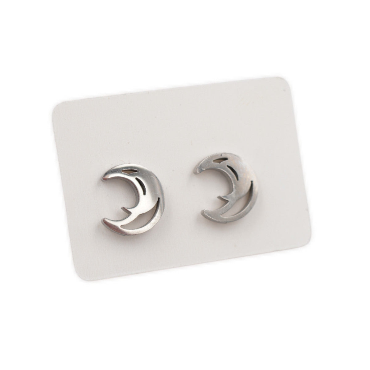 Stainless Steel Stud Earrings - Tribal Moon