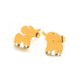 Gold Plated Stainless Steel Stud Earrings - Elephant