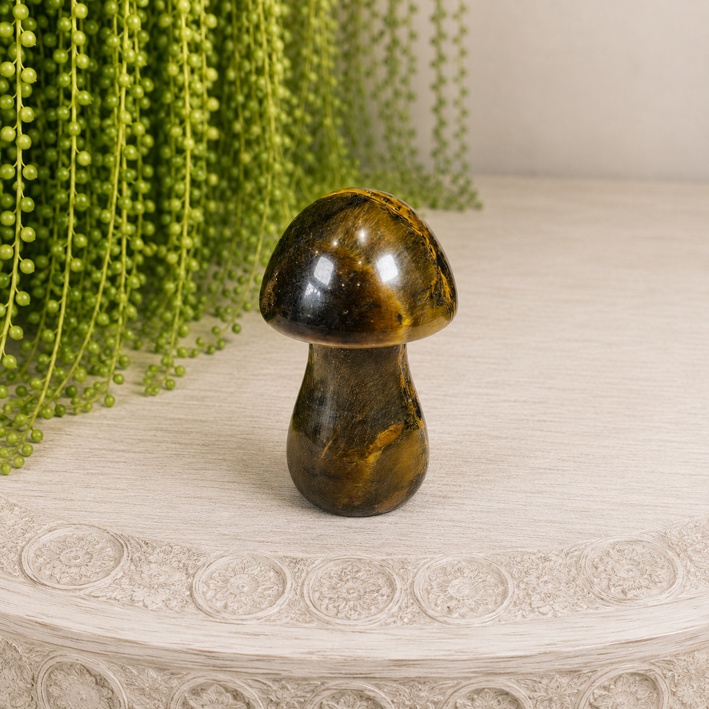 4cm Gemstone Mushroom - Tiger Eye