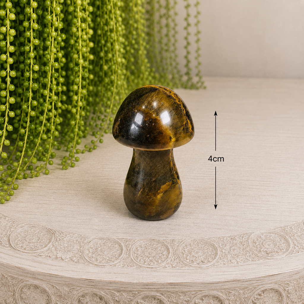 4cm Gemstone Mushroom - Tiger Eye
