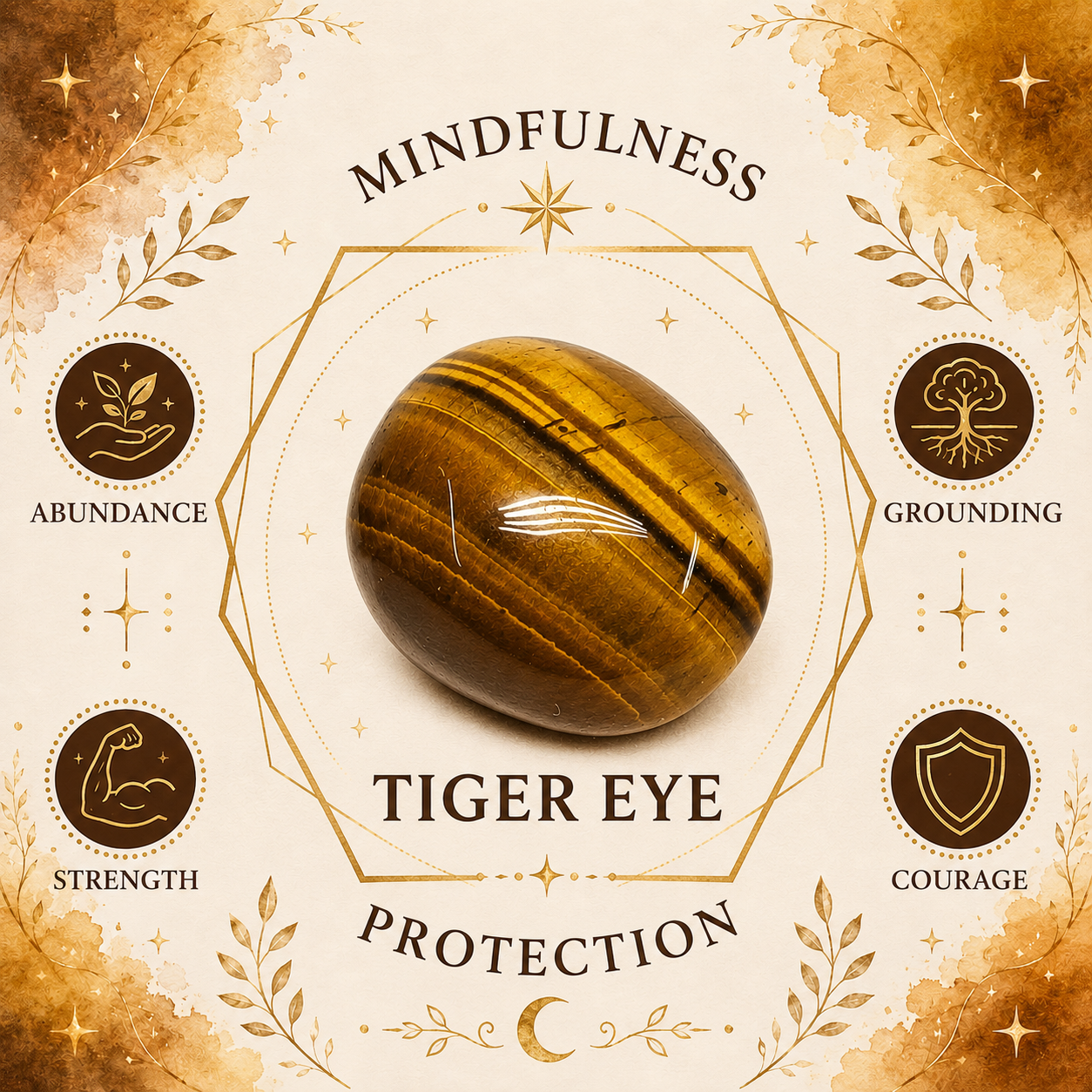 Tiger Eye Oval Shape Worry Stone (Thumb Stone)