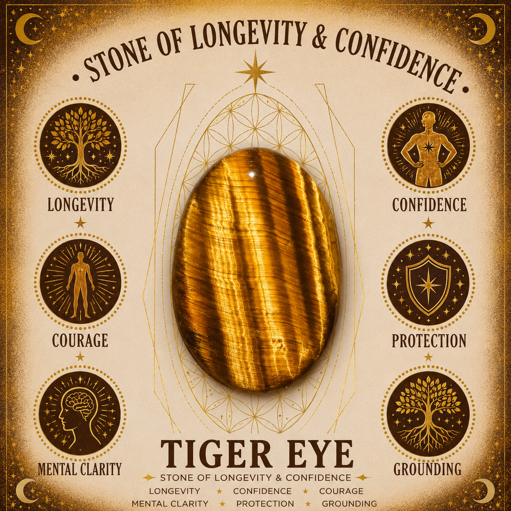 2cm Gemstone Mushroom - Tiger Eye