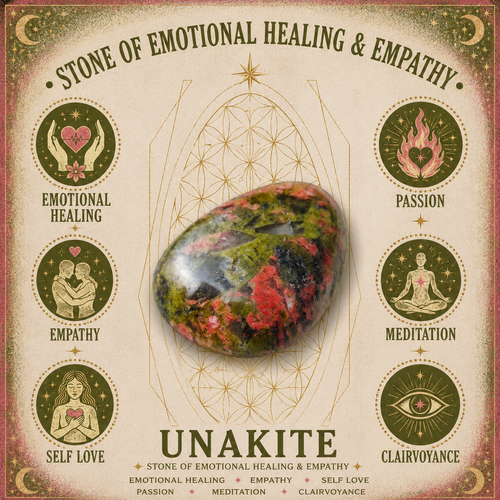 2cm Gemstone Mushroom - Unakite