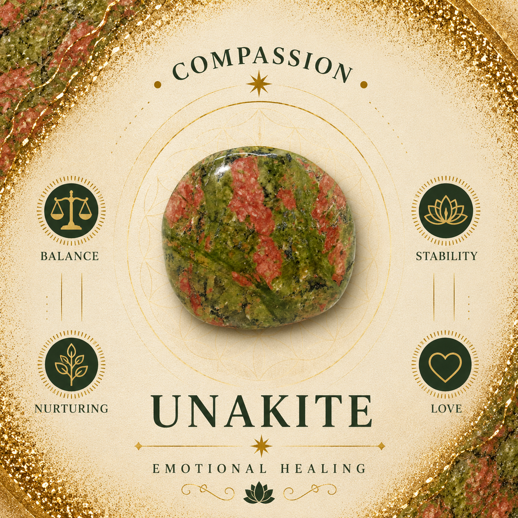 Unakite Heart Shape Worry Stone (Thumb Stone)