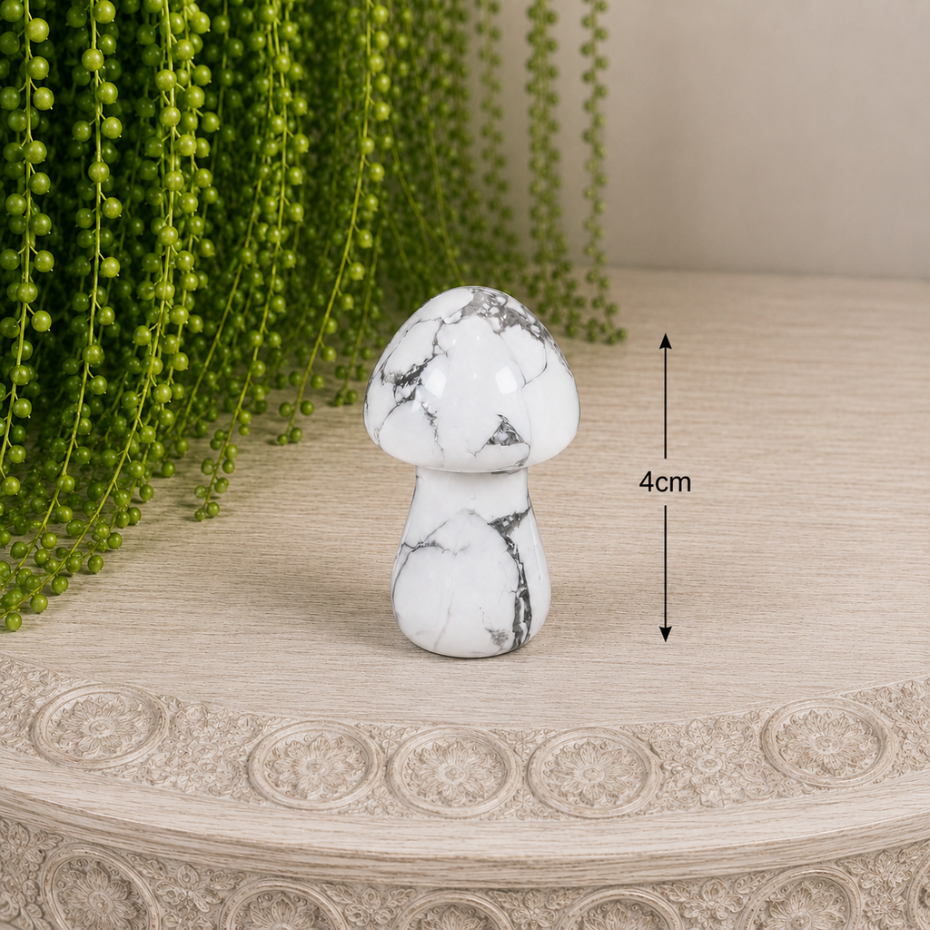 4cm Gemstone Mushroom - White Howlite