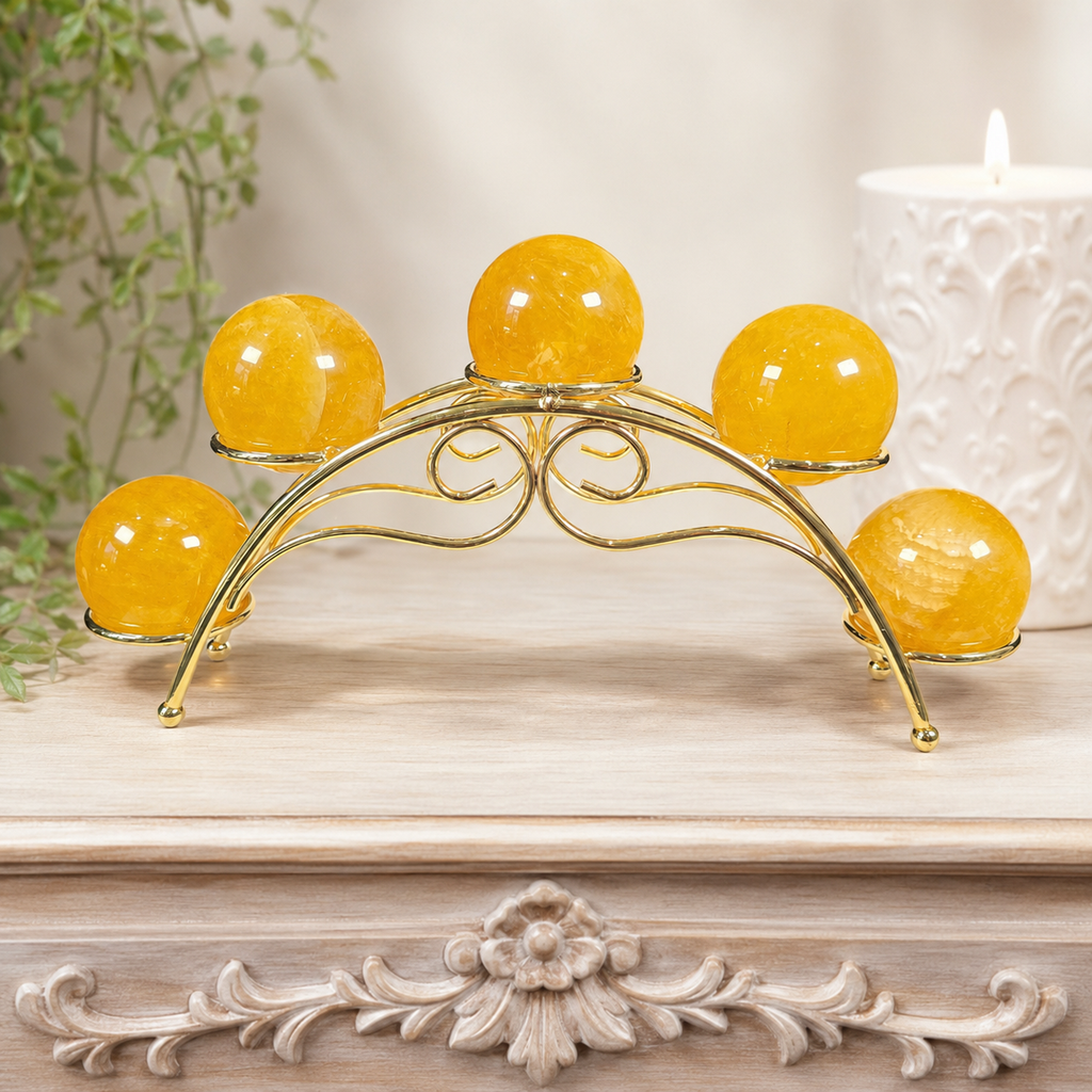 Gold 5 Sphere Arch Metal Stand